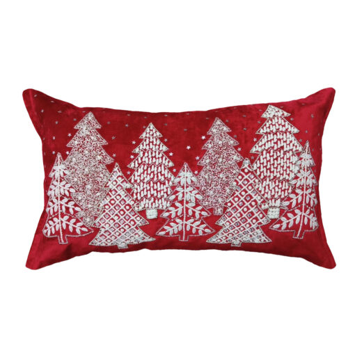 Cuscino natale Blanc Mariclo ricamato con perline 35x60 cm Alberi di Natale