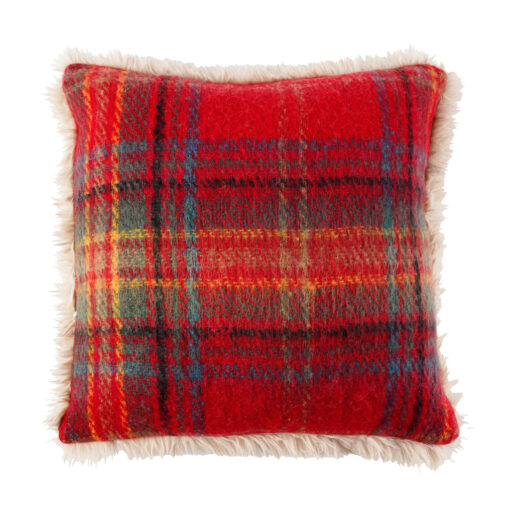 Cuscino Blanc Mariclo Tartan Montana con pelliccia 45x45 cm