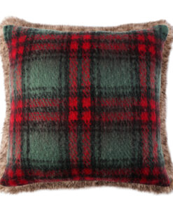 Cuscino Blanc Mariclo Tartan Montana con pelliccia 45x45 cm Verde