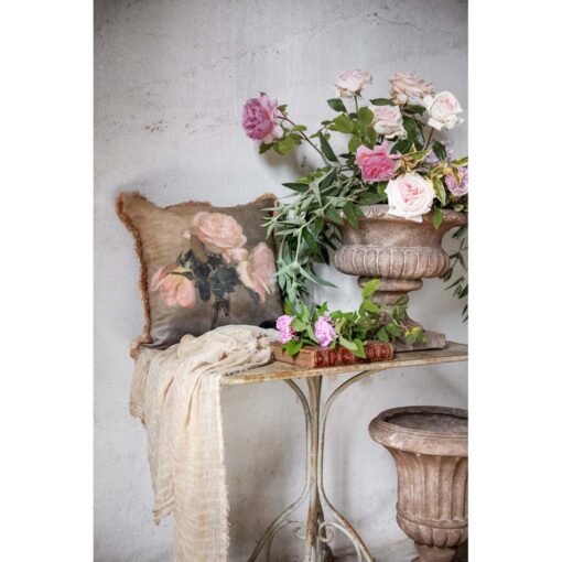 Cuscino Blanc Mariclo in velluto con frange 45x45 cm Rose