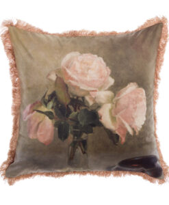 Cuscino Blanc Mariclo in velluto con frange 45x45 cm Rose