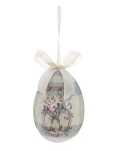 Decoro uovo di Pasqua Blanc Mariclo Joyeuses Paques uova e colombe h 10 cm