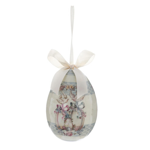 Decoro uovo di Pasqua Blanc Mariclo Joyeuses Paques uova e colombe h 10 cm